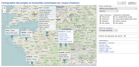 Cartographie des projets en humanités numériques sur corpus d’auteurs